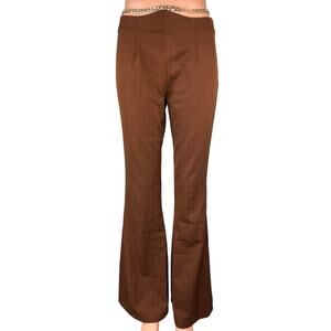 Princess Polly Brown Chain Belt Flared Leg Stretch Ankle Trousers Pants Size 4